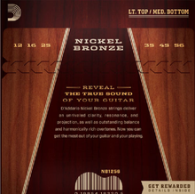 Load image into Gallery viewer, D&#39;addario Nickel Bronze, Light Top/Medium Bottom, 12-56 Acoustic Guitar Strings