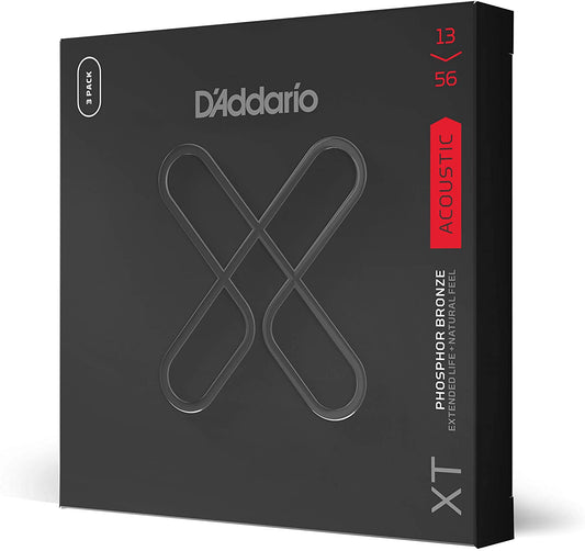 D'Addario XT Phosphor Bronze Acoustic Guitar Strings, Medium, 13-56 - XTAPB1356 - 3 Sets