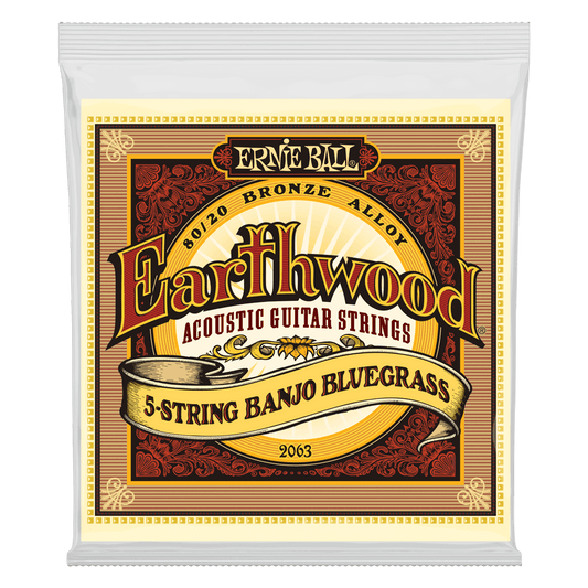 Ernie Ball Earthwood 5-String Banjo Bluegrass Loop End 80/20 Bronze Acoustic Strings - 9-20 Gauge - 2063