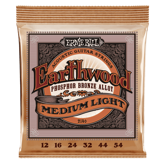 Ernie Ball Earthwood Medium Light Phosphor Bronze Acoustic Guitar Strings - 12-54 Gauge - 2146