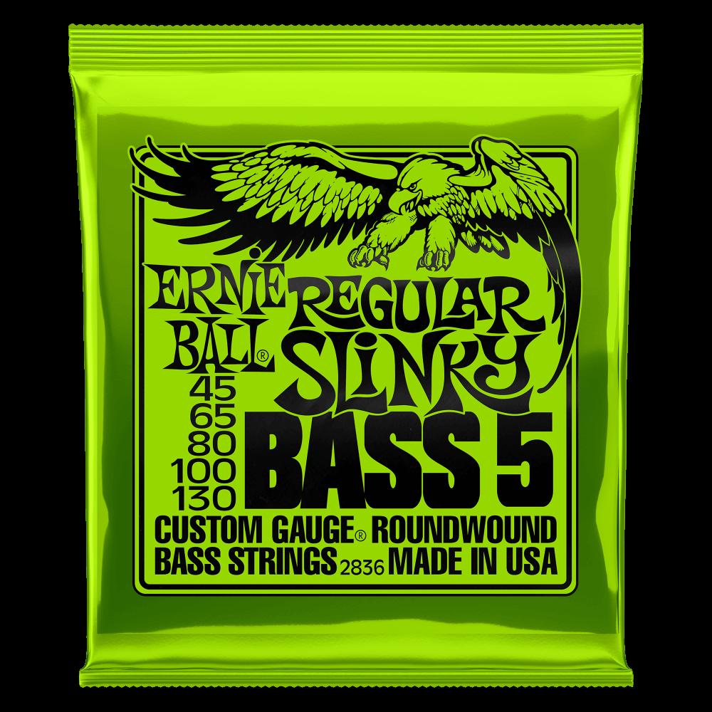 Ernie Ball Regular Slinky 5-String Nickel Wound Electric Bass Strings - 45-130 Gauge - 2836