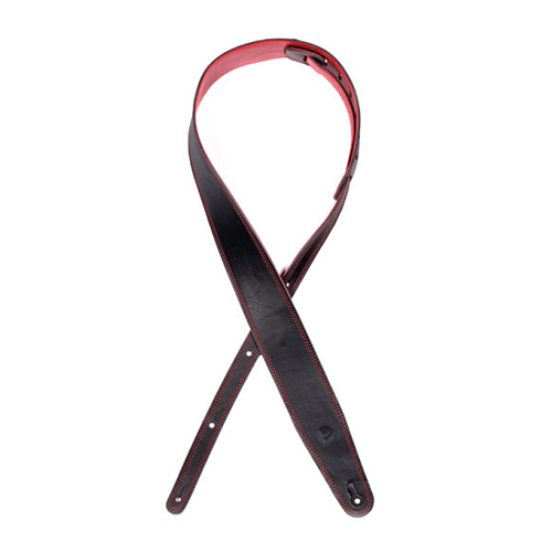 D'addario Reversible Leather Guitar Straps (BLACK RED)