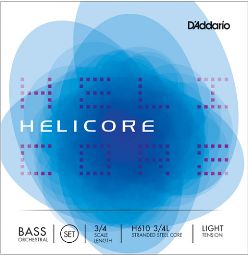 D'addario Helicore Orchestral Bass String SET, 3/4 Scale, Light Tension