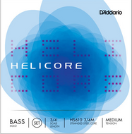D'addario Helicore Solo Double Bass String SET, 3/4 Scale, Medium Tension