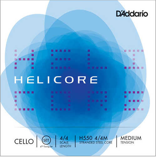 D'addario Helicore Fourths-Tuning Cello String SET, 4/4 Scale, Medium Tension