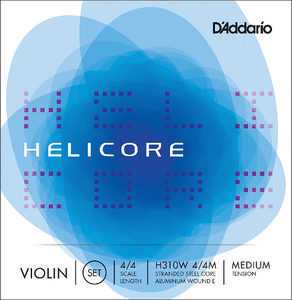 D'addario Helicore Violin String Set with Wound E, 4/4 Scale