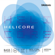 D'addario Helicore Orchestral Bass String SET, 1/10 Scale, Medium Tension