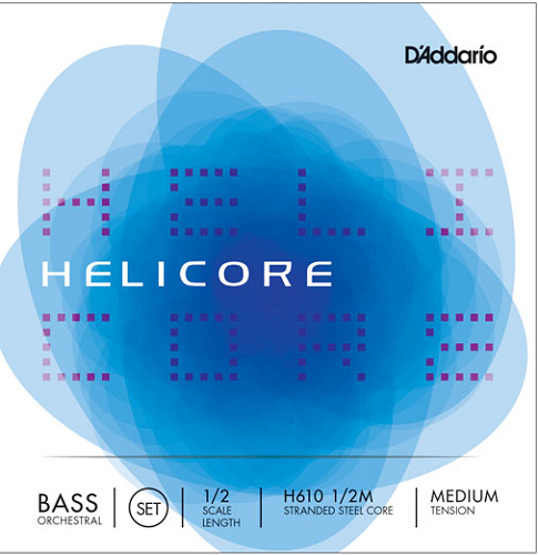 D'addario Helicore Orchestral Bass String SET, 1/2 Scale, Medium Tension