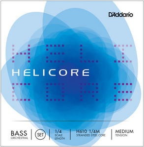 D'addario Helicore Orchestral Bass String SET, 1/4 Scale, Medium Tension