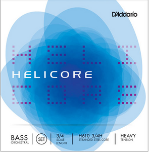 D'addario Helicore Orchestral Bass String SET, 3/4 Scale, Heavy Tension