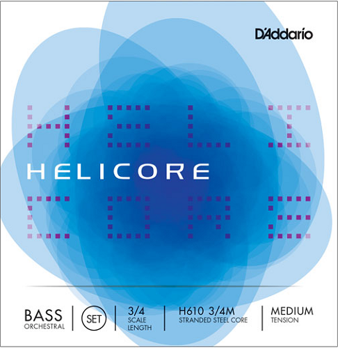 D'addario Helicore Orchestral Bass String SET, 3/4 Scale, Medium Tension