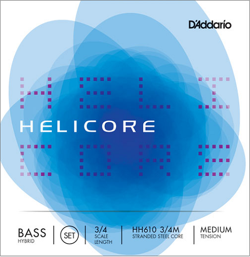 D'addario Helicore Hybrid Bass String SET, 3/4 Scale, Medium Tension