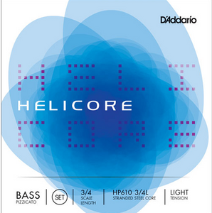 D'addario Helicore Pizzicato Bass String SET, 3/4 Scale,  Light Tension