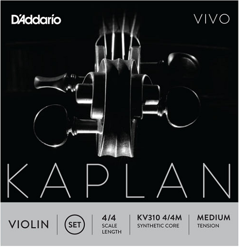 D'addario Kaplan Vivo Violin String SET, 4/4 Scale, Medium Tension