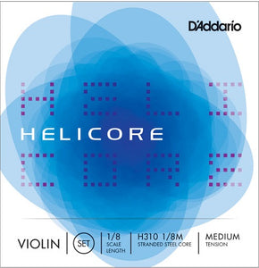 D'addario Helicore Violin String SET, 1/8 Scale, Medium Tension