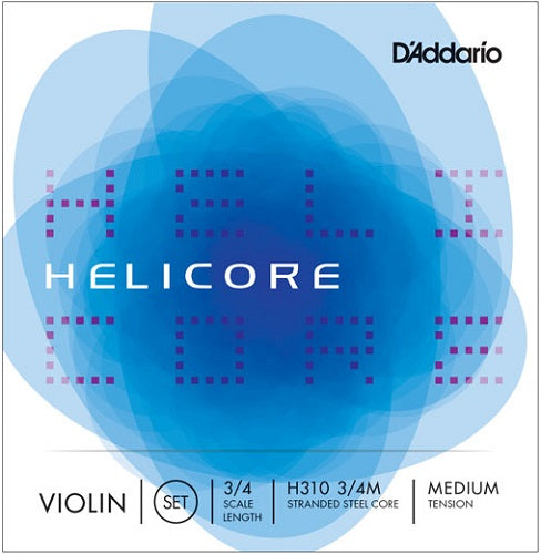 D'addario Helicore  Violin String SET, 3/4 Scale, Medium Tension