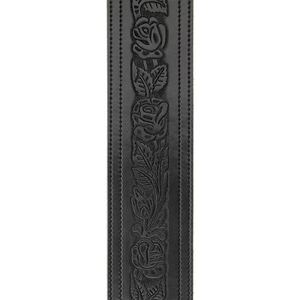 D'addario Planet Waves Black Embossed Flowers Leather Guitar Strap