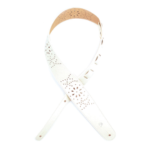 Load image into Gallery viewer, D&#39;addario Planet Waves Perforated White Leather Guitar Strap