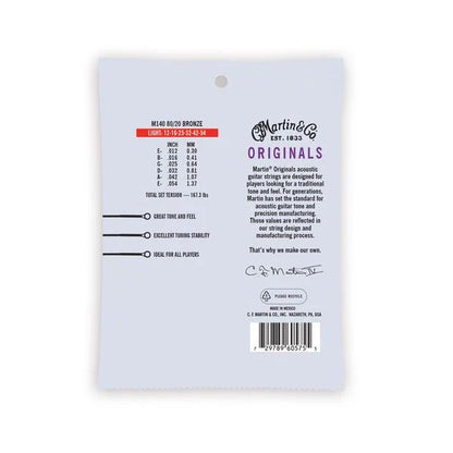 Martin Originals 80/20 Light Acoustic Guitar String Set -  M140