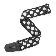 Load image into Gallery viewer, D&#39;addario Planet Waves Black W/ Silver Large Polka Dots Woven Guitar Strap