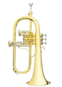 B&S Challenger Bb Flugelhorn - Clear Lacquer with Gold Brass Bell and Branch - 3145G-L