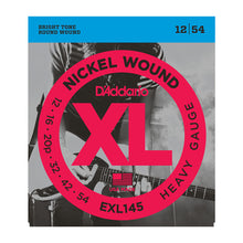 Load image into Gallery viewer, D&#39;addario XL Nickel Round Wound, Heavy/PLAIN Guitar Strings, 12-54 EXL145