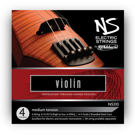 D'addario NS Electric Violin String SET, 4/4 Scale, Medium Tension