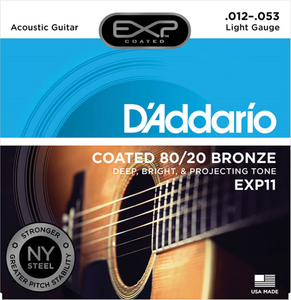 D'addario Coated 80/20 Bronze, Light, 12-53 Acoustic Guitar Strings - 25-PACK