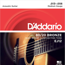 Load image into Gallery viewer, D&#39;Addario 80/20 Bronze, Medium, 13-56 Acoustic Guitar Strings - EJ12
