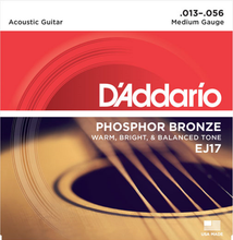 Load image into Gallery viewer, D&#39;addario Phosphor Bronze, Medium, 13-56 Acoustic Guitar Strings - EJ17