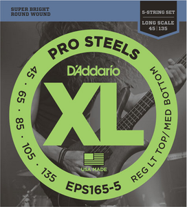 D'addario Prosteels 5-String, Custom Light, Long Scale, 45-135 Bass Guitar Strings